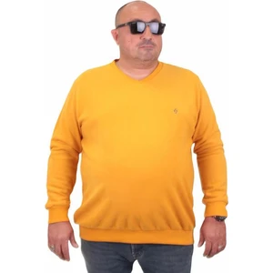 Büyük Beden Selanik V Yaka Classic Sweat 23201 Hardal