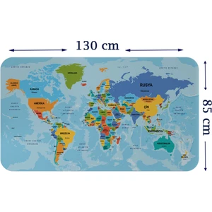 Lila Fil Türkçe Eğitici Ülke ve Başkent Detaylı Atlası Dünya Haritası Duvar Sticker  3831 x L