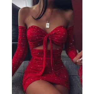Rosy Live In Style Rosy Livei N Style Siyah Vekırmızı Secenekli Straplez Kesimsimli Kumaştan Öndenfiyonklu Elbise