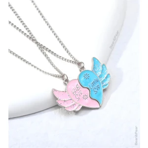 Bear & Pear Sister Mıknatıslı Abla Kardeş Kolyesi Simli Kalpli Kardeşlik Kolye