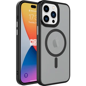 ZORE Apple iPhone 15 Pro Uyumlu Kılıf Mat Arka Yüzey Wireless Şarj Özellikli  Flet Magsafe Kapak, Siyah