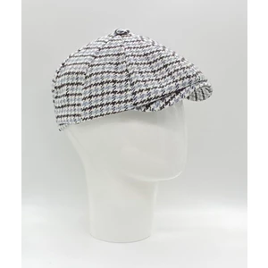 BE Hoope Kışlık Kaşe Lacivert Beyaz Mavi Kazayağı Desenli Ingiliz Stili Peaky Blinders Kasket  Şapka