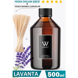 Lavanta 500  ml Oda Kokusu Yedek Dolum Şişesi Ekonomik Lavander Çubuklu Oda Kokusu + 25 Adet Çubuk