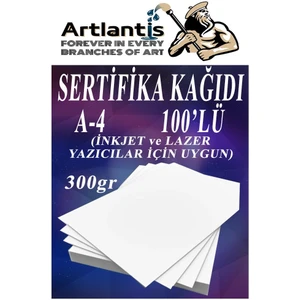 A4 Sertifika Kağıdı Kalın 100 Adet Gramajlı Fotokopi Kağıdı 300 gr Tüm Yazıcılara Uyumlu 21X29.7 cm Kalın Baskı Kağıdı
