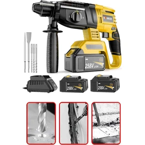 Çift Akülü V258 5000MAH Darbeli 3 Fonksiyon Kırıcı Delici Hilti Matkap , Çekiçli Darbeliı Matkap
