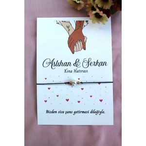 Emtory Home 40 Adet Kişiye Özel Kartlı Şans Bilekliği - Kına Hediyesi - Kına Hatırası - Nikah Hatırası - Bride Hediye