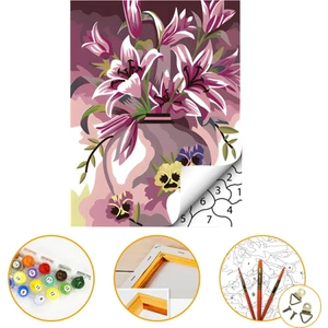 Zambaklar - Sayılarla Boyama Seti Kasnağa Gerili 40X50CM Boyalar ve Fırçalar Dahil