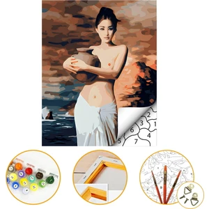 Küplü Kadın - Sayılarla Boyama Seti Kasnağa Gerili 40X50CM Boyalar ve Fırçalar Dahil