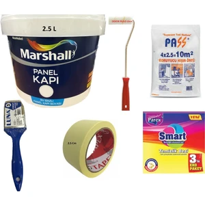 Su Bazlı Kokusuz Amerikan Panel Kapı Boyası Su Bazlı 2,5 Lt - 6 Parça Boyama  Seti