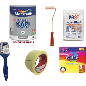 • Marshall Solvent (Tiner)  Bazlı  Amerikan Panel Kapı Boyası  1 Lt –6 Parça Set