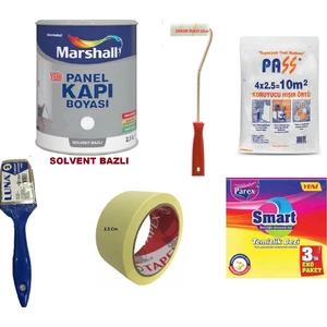 • Marshall Solvent (Tiner)  Bazlı  Amerikan Panel Kapı Boyası  2.5 Lt –6 Parça Set