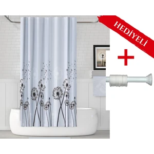 Tropik Home Karahindiba Banyo Perdesi Askı Hediyeli 180X200CM Tek Kanat Duş Perdesi, Renkli Banyo Duş Perdesi