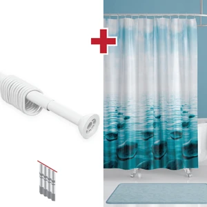 Tropik Home Taşlı Banyo Perdesi Askı Hediyeli 180X200CM Tek Kanat Duş Perdesi, Renkli Banyo Duş Perdesi