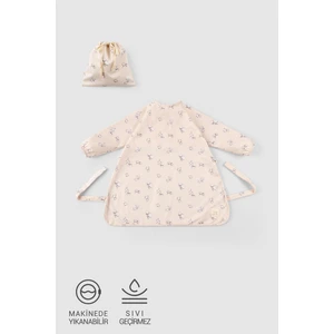 Little Gusto Sıvı Geçirmez Blw Mama Önlüğü ve Kesesi Büyük Pamuk Desenli