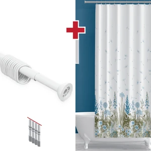 Tropik Home Kır Banyo Perdesi Askı Hediyeli 180X200CM Tek Kanat Duş Perdesi, Renkli Çiçekli Banyo Duş Perdesi