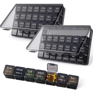 Aylık Hap Organizatörü, 28 Günlük Hap Kutusu, 4 Haftalık Bir Aylık Hap Kutusu, Büyük Bölmeli Vitaminler Için Ilaç Düzenleyici, Balık Yağları, Takviyeler, 2'li Paket (Yurt Dışından)