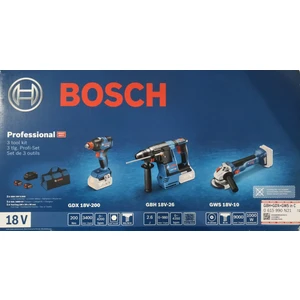 Profesyonel Set: Akülü Kırıcı-Delici Gbh 18V-26 + Akülü Darbeli Vidalama/somun Sıkma Makinesi Gdx 18V-200 + Akülü Avuç Taşlama Makinesi Gws 18V-10 + 2 x 5.0 Ah Akü Çanta Içinde
