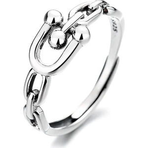 S925 Ayar Gümüş Basit Yaratıcı Açılış Yüzük, Kadın Yüzük (Yurt Dışından)
