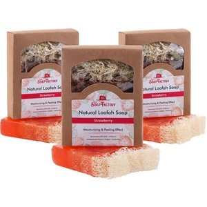The Soap Factory Doğal Kabak Lifi Çilek Sabunu 120 g x 3 Adet (Toplam 360 g) - Vegan - Lüks - Çevre Dostu - Bütün Cilt Tipleri İçin Uygun - Üstün Cilt Bakımı - Bitkisel
