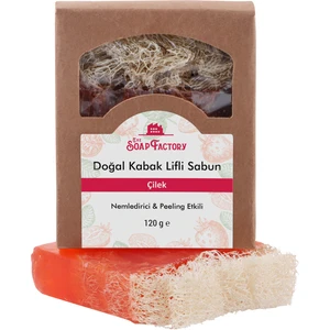 The Soap Factory Doğal Kabak Lifi Çilek Sabunu 120 g - Vegan - Lüks - Çevre Dostu - Bütün Cilt Tipleri İçin Uygun - Üstün Cilt Bakımı -Bitkisel