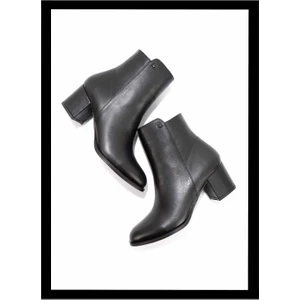 Siyah Hakiki Deri Kadın Bot & Bootie K02208020903