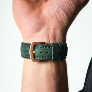 Samsung Galaxy Watch 4 / 5 / 6 44MM / 40MM / Galaxy Watch 5 Pro 45MM / Galaxy Watch 4 44MM / 40MM / Galaxy Watch 4 Classic 46MM / 42MM 47MM Active 2 40MM / 44MM Uyumlu Deri Kordon Yeşil Kayış