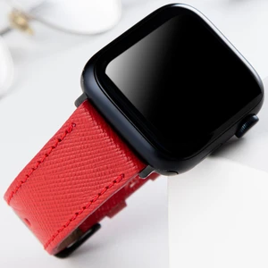 Apple Watch Uyumlu 42mm 44mm 45mm 49mm 1 / 2 / 3 / 4 / 5 / 6 / Se / 7 / 8 / Ultra Deri Kordon Kırmızı
