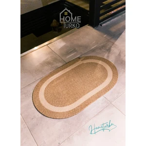 Home Turko Jüt, Desenli Bej Şeritli Kapı Önü, Paspas, Banyo Paspası, Balkon Paspası / Hediyelik, Ev Eşyası