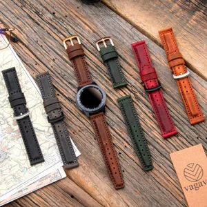 Vagave Samsung Watch 4 / 5 / 6 Watch 6 Classic 40mm 43mm 44mm 47mm Watch 5 / Watch 5 Pro 40 44 45 Watch 4 40 42 44 46mm 20mm Deri Kordon Siyah