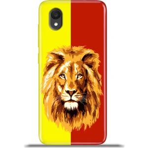Alcatel 1 2022 Kılıf Esnek Silikon 4K Desenli Özel Tasarım - Sarı Kırmızı Parçalıaslan