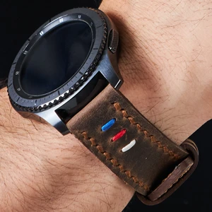 VVagave Samsung Galaxy Watch 4 5 6 / Watch 6 Classic 40MM 43MM 44MM 47MM Watch 5 Watch 5 Pro 40MM 44MM 45MM Watch 4 40MM 42MM 44MM 46MM 3 İp Motifli Gri Deri Kordon 20MM Kahverengi