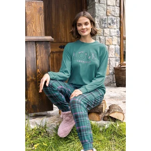Kadın Pijama Takımı Uzun Kol Pamuklu Mevsimlik