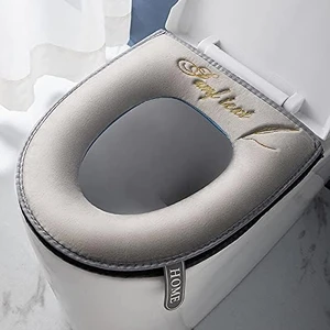 1 Adet Daha Kalın ve Yumuşak Klozet Kapağı - Yumuşak ve Kalın Minder - Tüm Oval Klozet Kapakları ile Uyumlu (Gri-Fermuarlı) (Yurt Dışından)