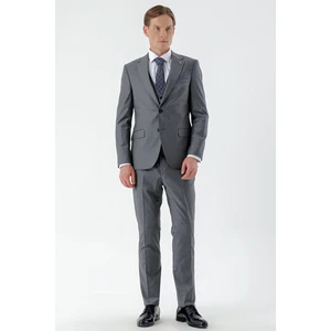 Erkek Gri Brodway Slim Fit Yelekli Takım Elbise