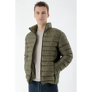 Erkek Haki EdMonton Slim Fit Dar Kesim Kısa Kapitone Mont