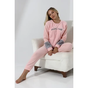 Fawn 3012 Peluş Welsoft Polar Kışlık Yumoş Kadın Pijama Takımı