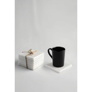 6'lı Set Kare Bardak Altlığı Gerçek Ince Mermer