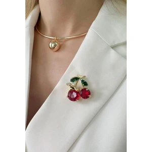 Arı Detaylı Kiraz Broş (En:2 cm Boy:3 cm)