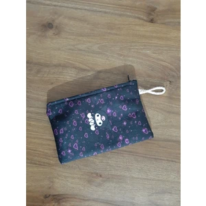 Owl Bag Kuromi Uçuşan Kalpler Mor  Desenli Tasarım Bez Kalemlik-Cüzdan