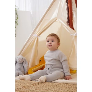 Unisex Bebek Triko 2li Takım Gri