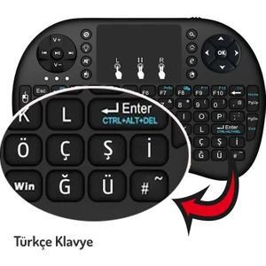 Akıllı Tahta ve Akıllı Tv Için Fare Özellikli Kablosuz Türkçe Q Mini Klavye Mouse Smart Tv