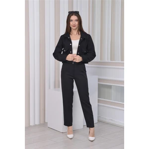 Yeni Sezon Crop Model Kaşe Ceket Siyah
