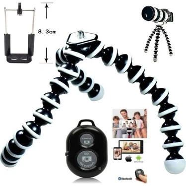 Dymax Bluetooth Kumandalı Masa Üstü Ahtapod Tripod Gorillapod Gopro Cep Telefon Tutuculu Fotoğraf