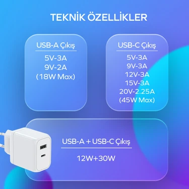 Woyax by Deji Gan 45W Type-C PD ve USB Süper Hızlı Şarj Fiyatı