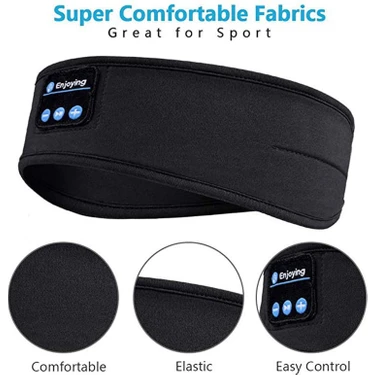 Uyku Kulaklığı Bluetooth Kablosuz Müzik Spor Kafa Bandı - Siyah (Yurt