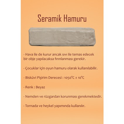 Beyaz Seramik Hamuru 3 kg Kil Ebeşuar Seti 6X15 ml Guaj Seti Seramik Kil Ahşap Merdane Oyun Hamuru
