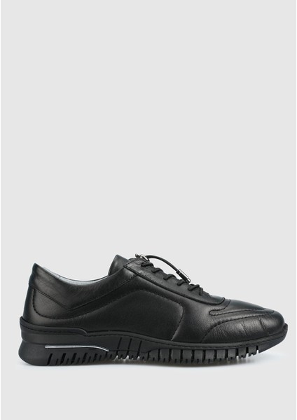 Siyah Deri Kadın Ayakkabı