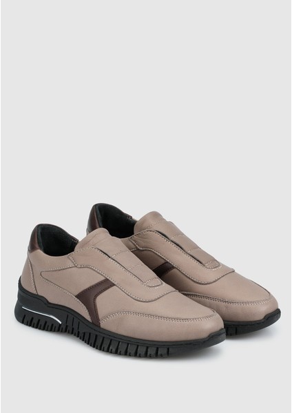 Vizon Deri Kadın Sneaker
