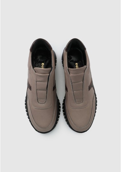 Vizon Deri Kadın Sneaker
