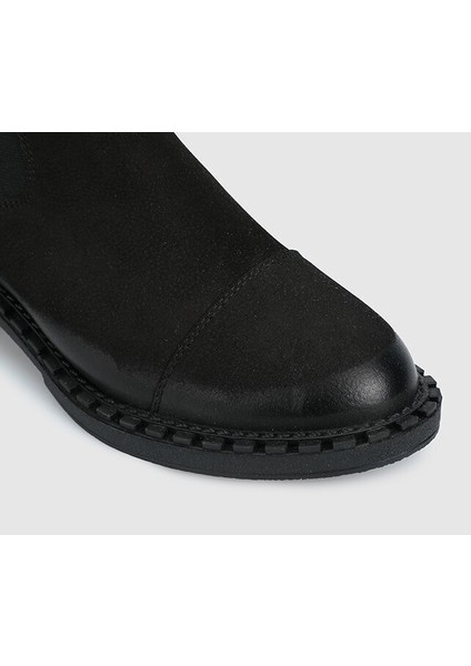 Siyah Deri Kadın Bot indirimleri